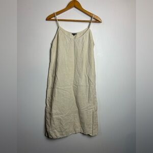 Vivid Women’s Midi Dress Linen S minimalist Neutral Breathable Beige Babydoll